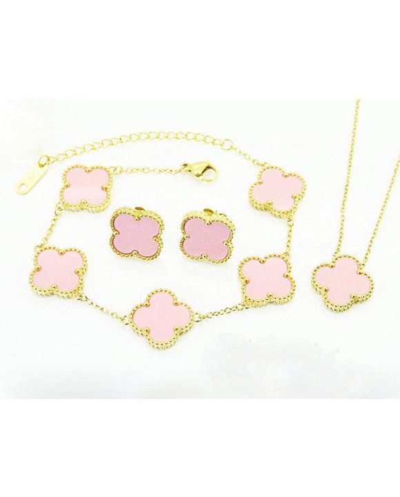 Ružová dámska oceľová suprava pozlátená-322259-20