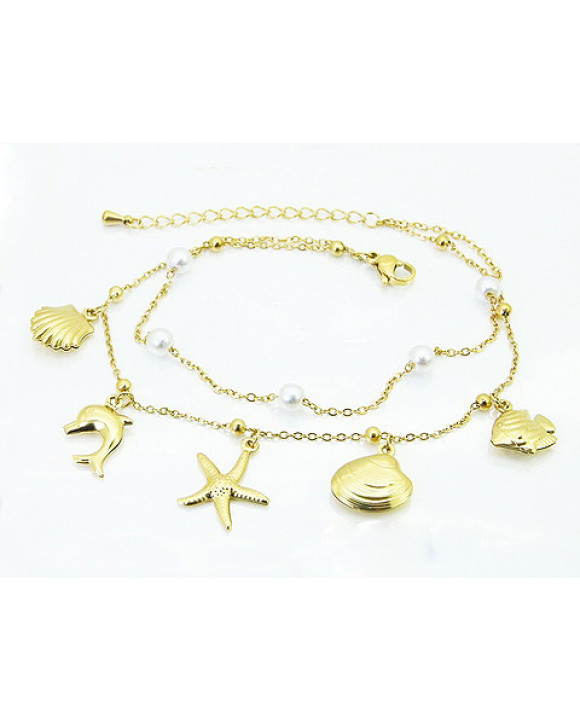 Dámsky oceľový náramok s príveskami na nohu-321841-20