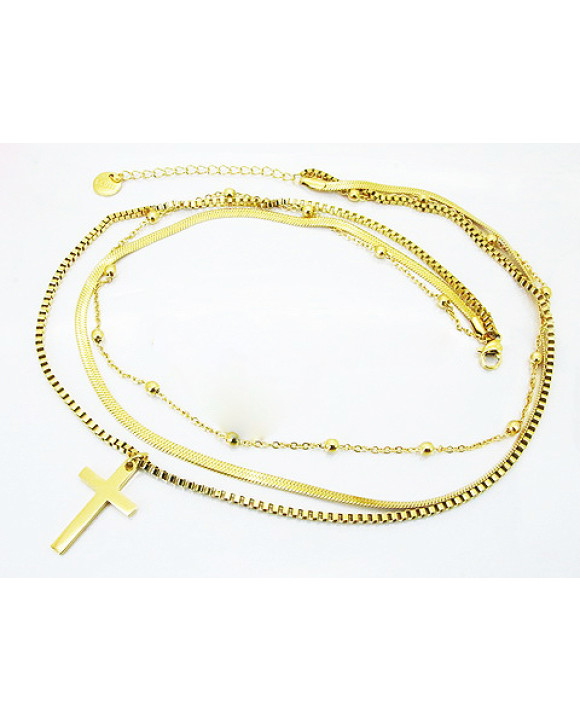 Oceľový náhrdelník vrstvený-321806-20