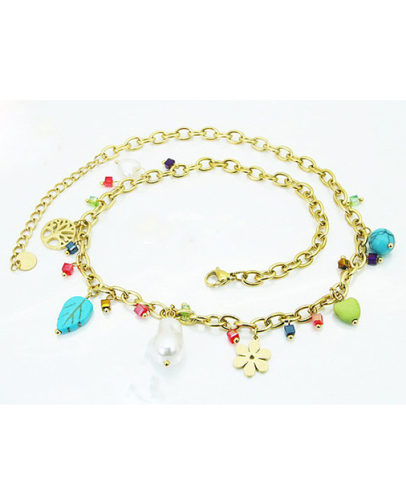 Dámsky oceľový náhrdelník s príveskami-321596-20