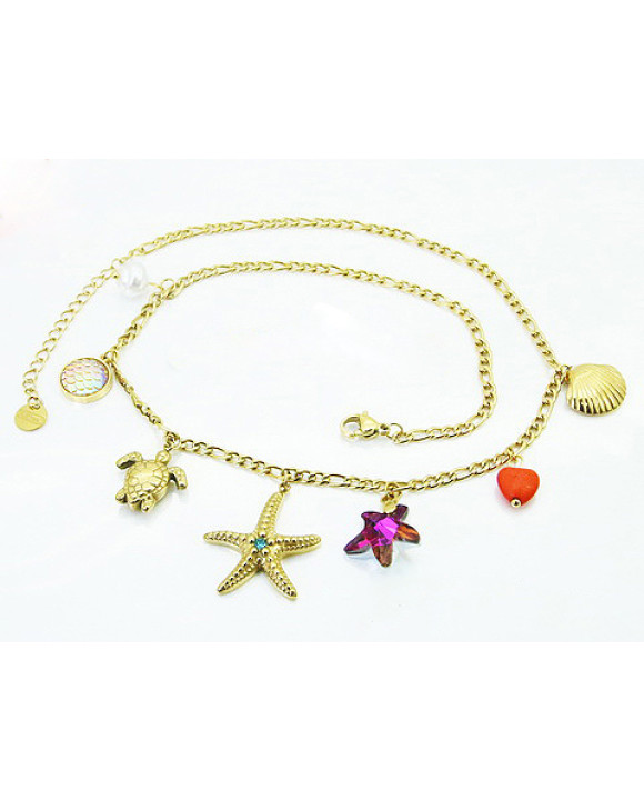 Dámsky oceľový náhrdelník s príveskami-321625-20