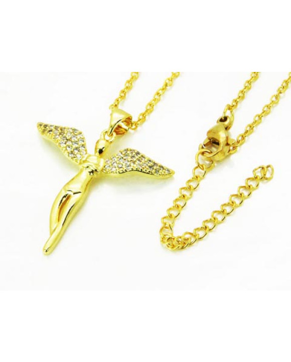 Pozlátený oceľový náhrdelník anjel-216394-20