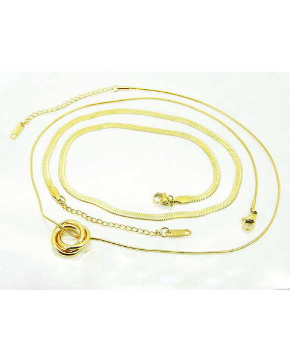 Oceľový náhrdelník dvohitý s príveskom-321799-20