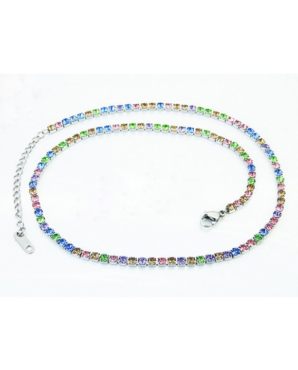 Dámsky oceľový náhrdelník kryštálový-322211-20