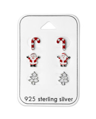 Detský vianočný strieborný set náušníc Vianoce