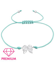 Pletený  náramok so strieborným príveskom krídla 