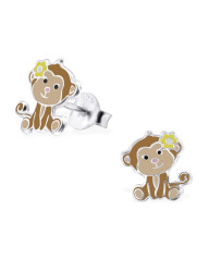 Detské strieborné náušnice opička