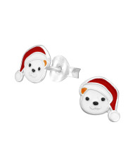 Detské vianočné strieborné náušnice Macko