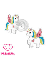 Strieborné náušnice jednorožec