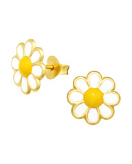 Detské strieborné náušnice pozlátené kvietok