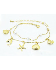 Dámsky oceľový náramok s príveskami  na nohu