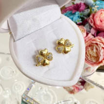 Dámske pozlátené náušnice štvorlístok-275902-02