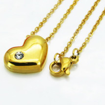 Pozlátený oceľový náhrdelník so srdce-193294-02