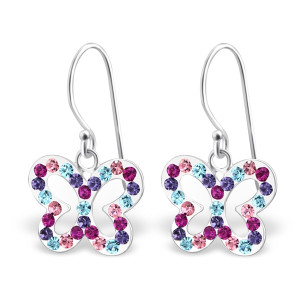 Strieborné náušnice motýľ