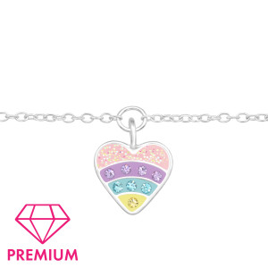 Strieborný náramok srdce